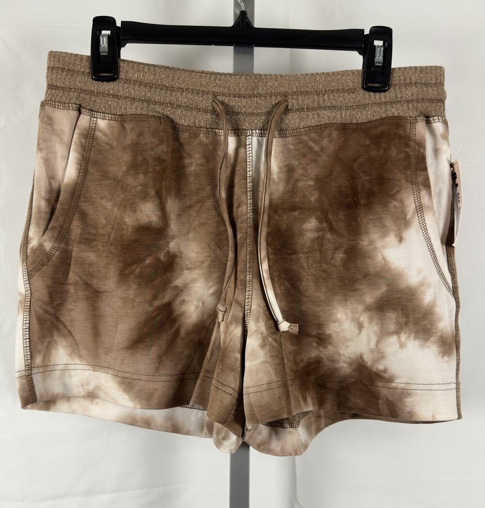 Tie‑Dye Drawstring Lounge Shorts – Brown & Beige – Women’s – Comfy Fit XXL 2X